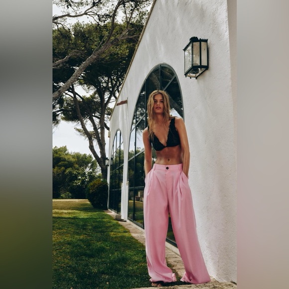 ZARA NEW FLOWY PLEATED PANTS - Picture 12 of 16